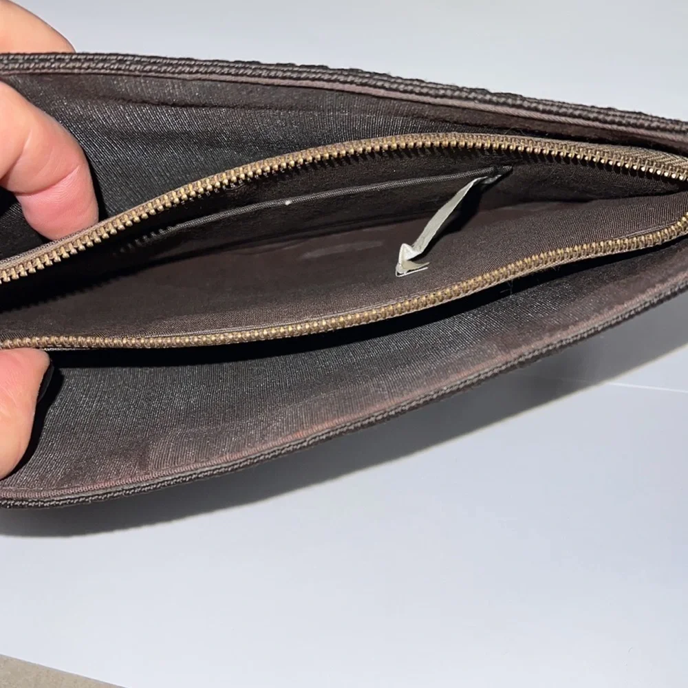 Laurel Genuine Corde Brown Cord Woven Zip Clutch Bag